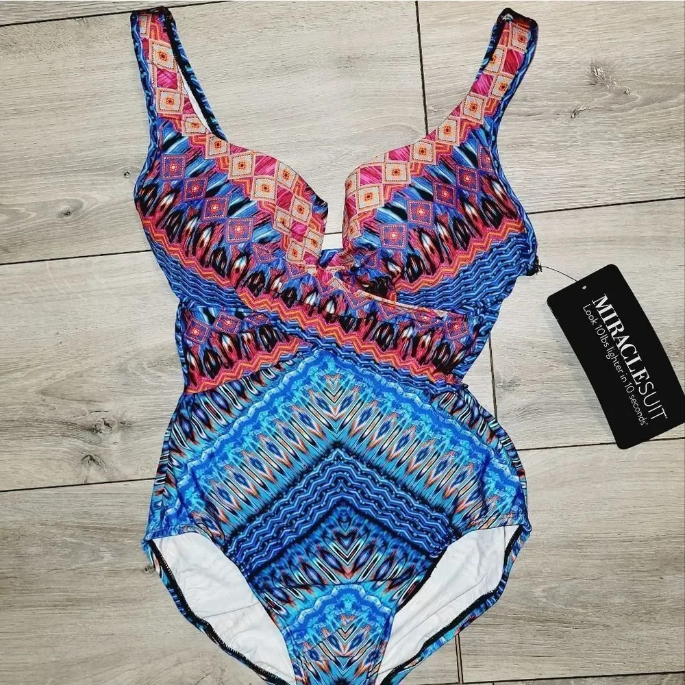 🆕️2024 Arrival Miraclesuit Casablanca Criss Cross Escape Sz 10 women's swimsuit - Picture 10 of 16